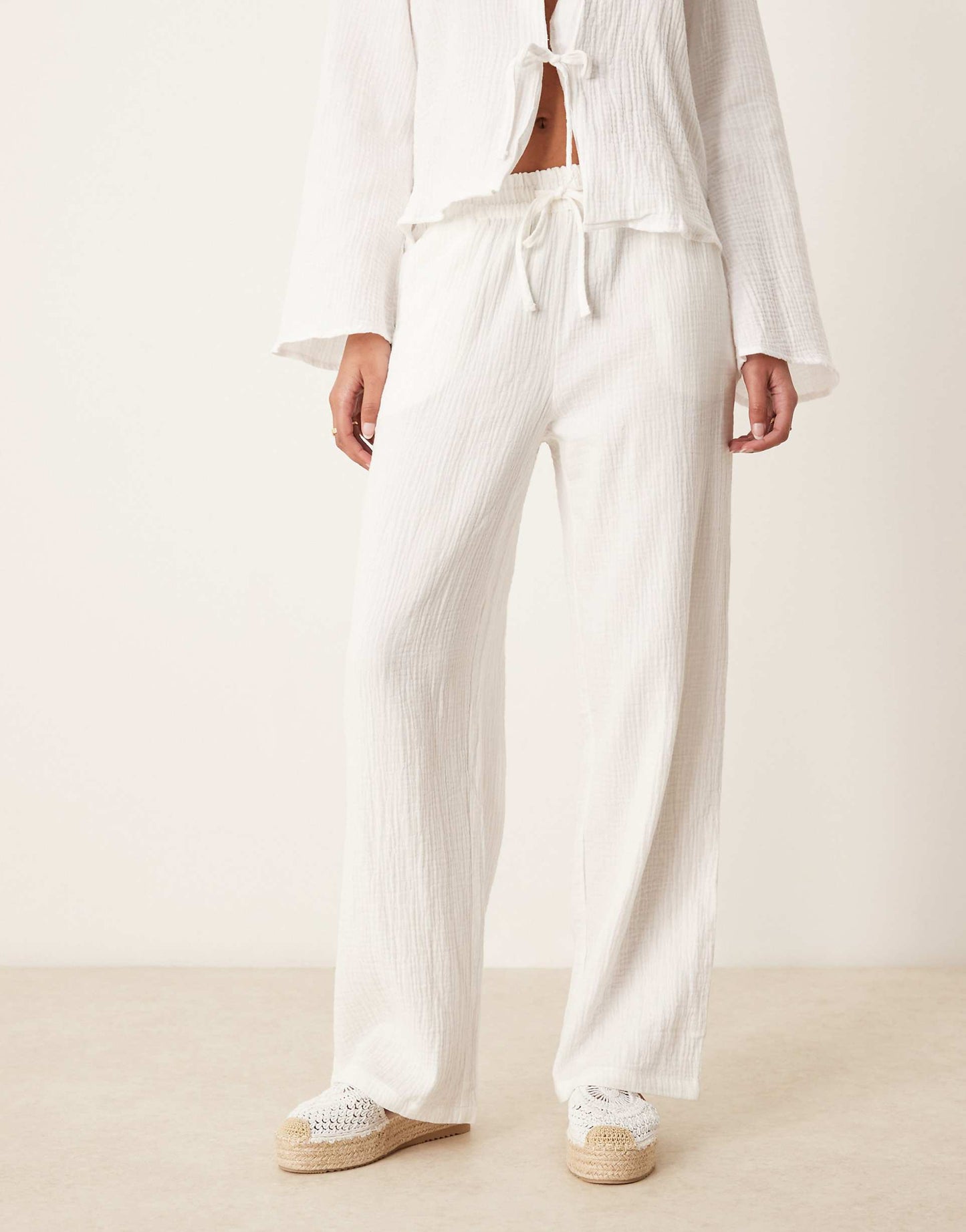 Wide Leg Cheesecloth Trousers Co-Ord