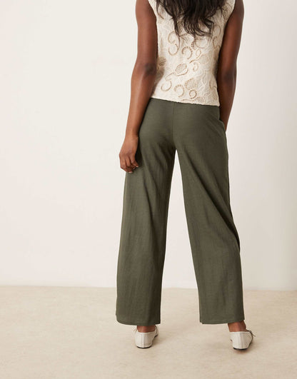 High Waisted Crop Wide Fit Trousers
