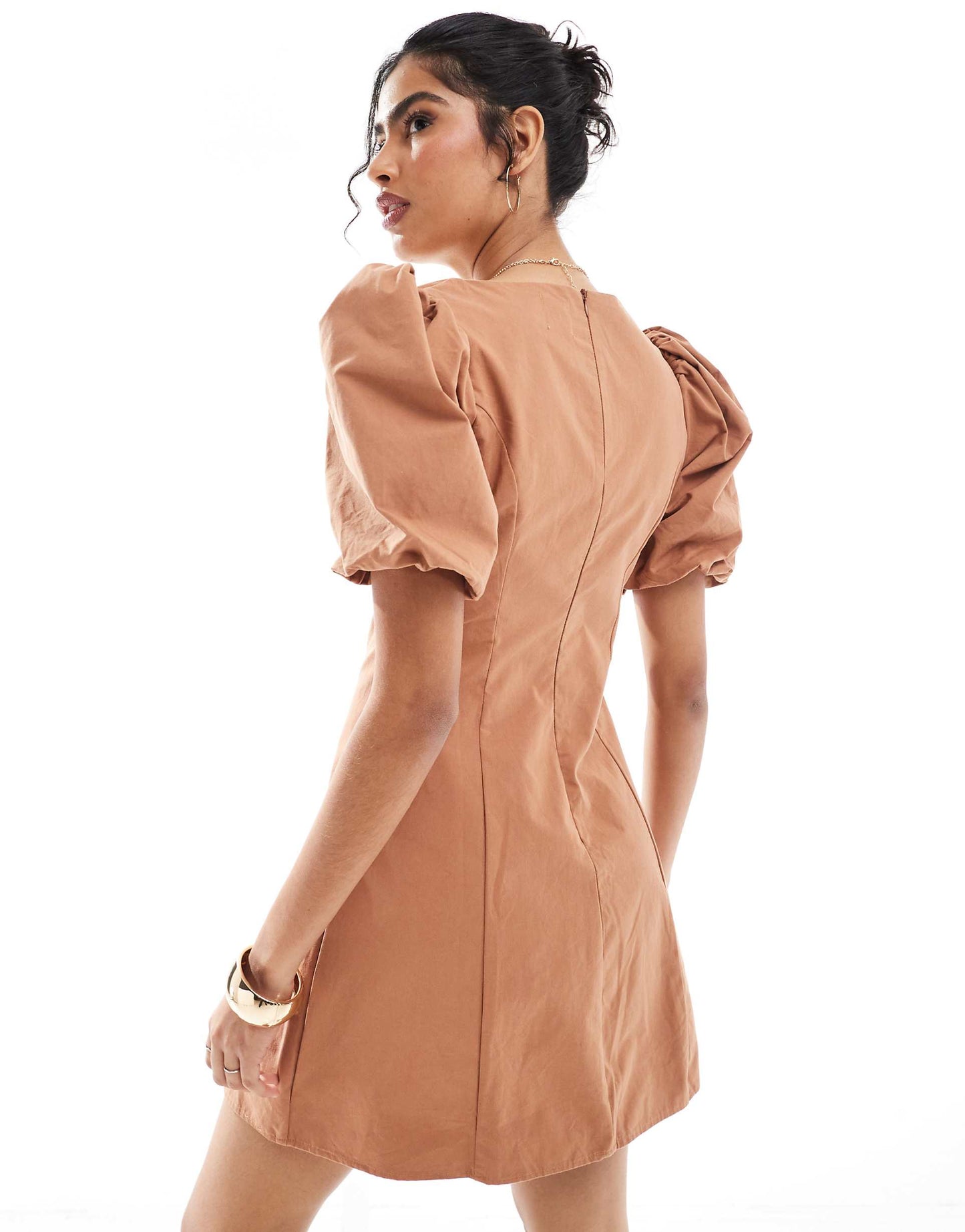 Puff Sleeve Split Dress