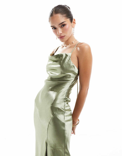 Cowl-Neck Slip Maxi Dress
