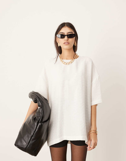 Textured Boxy Woven T-Shirt