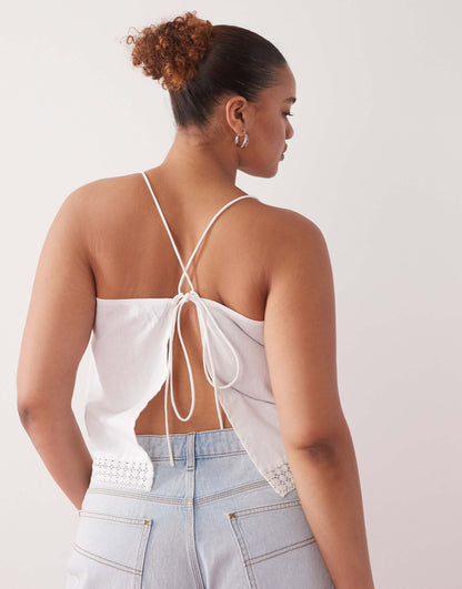 Curve Open Back Crotchet Patch Work Beach Cami Top