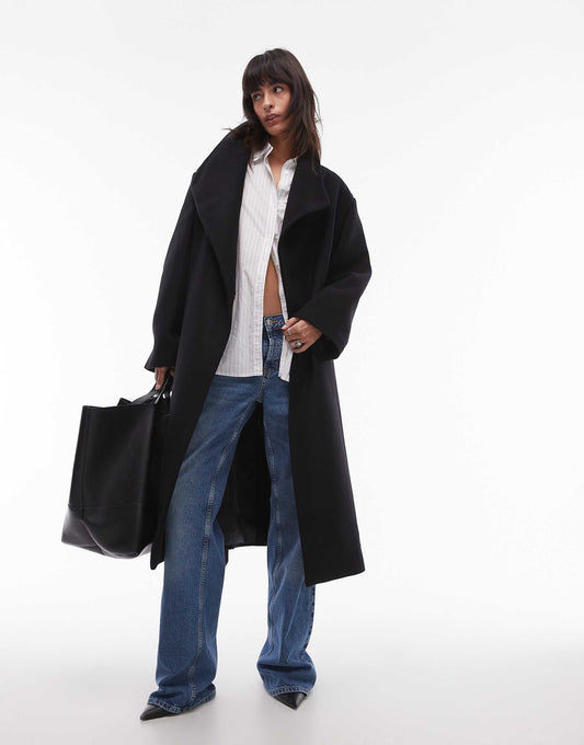 Wool Mix Wrap Waist Jacket