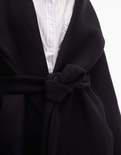 Wool Mix Wrap Waist Jacket