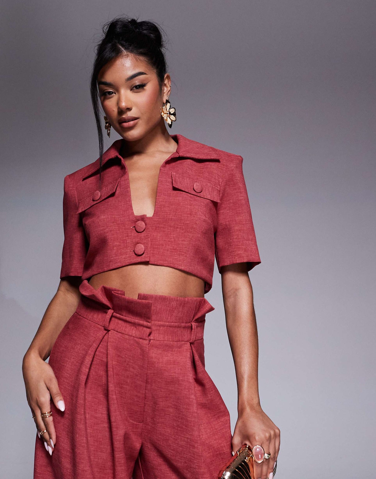 Co-Ord Short Sleeve Cropped Shirt