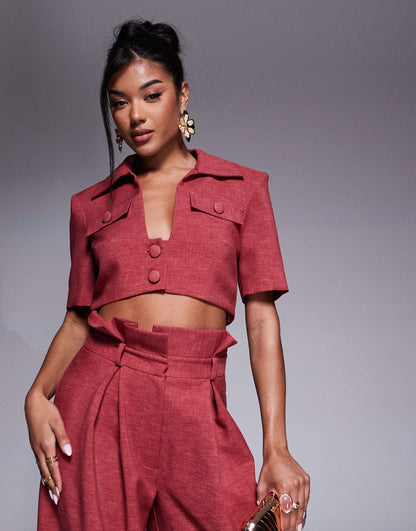 Co-Ord Short Sleeve Cropped Shirt