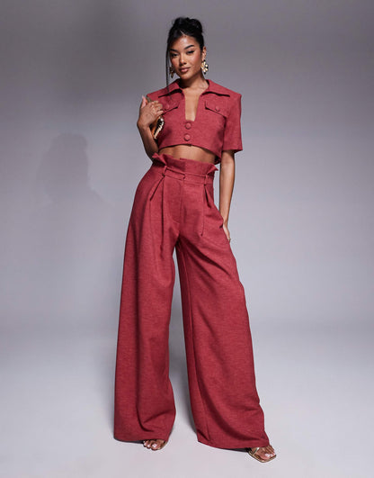 Co-Ord Paper Bag Wide Leg Trouser