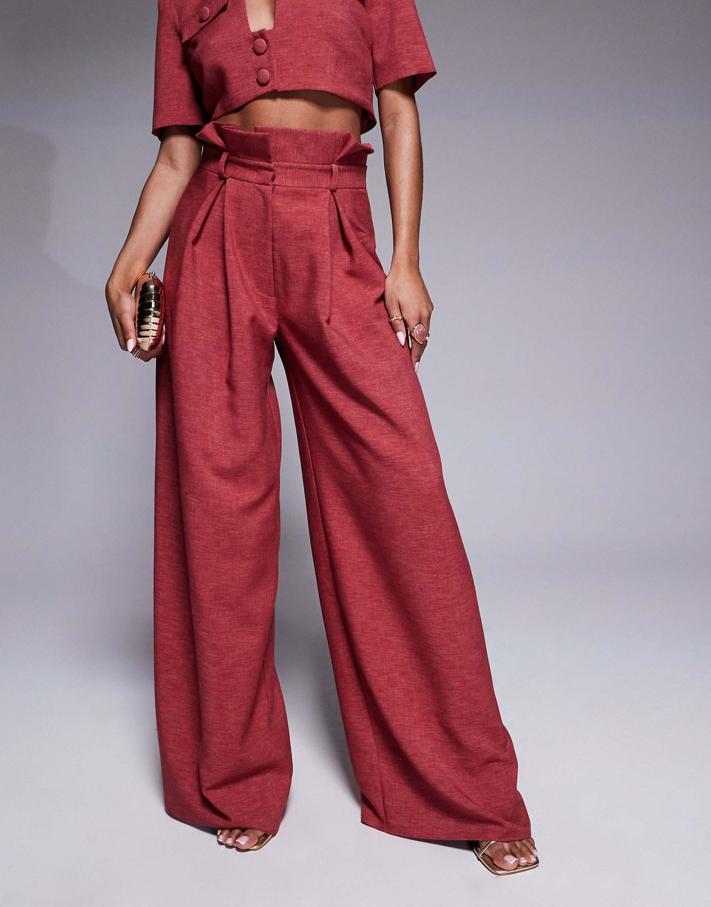 Co-Ord Paper Bag Wide Leg Trouser