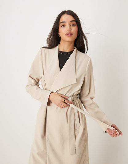 Belted Waterfall Trench Coat
