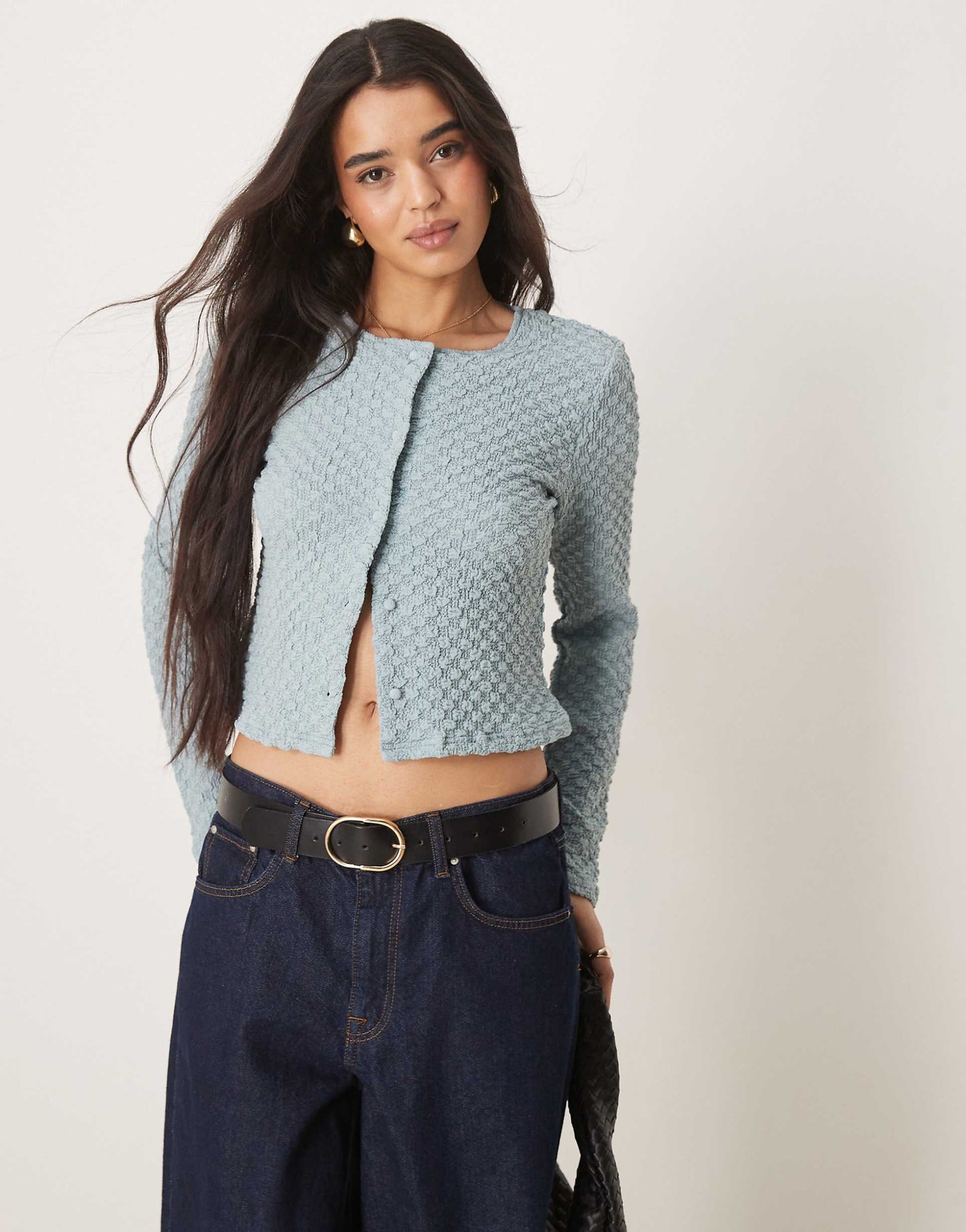 Bubble Textured Cropped Cardigan