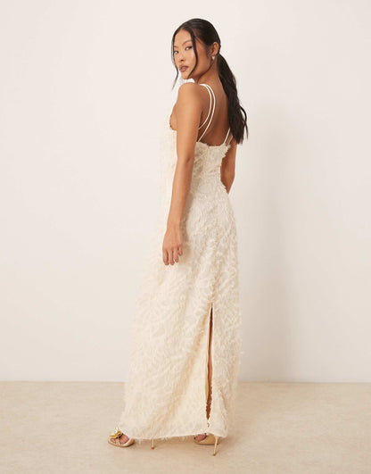 Petite Cowl Neck Textured Cami Maxi Dress