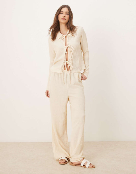 Textured Wide Leg Jersey Trouser Co-Ord