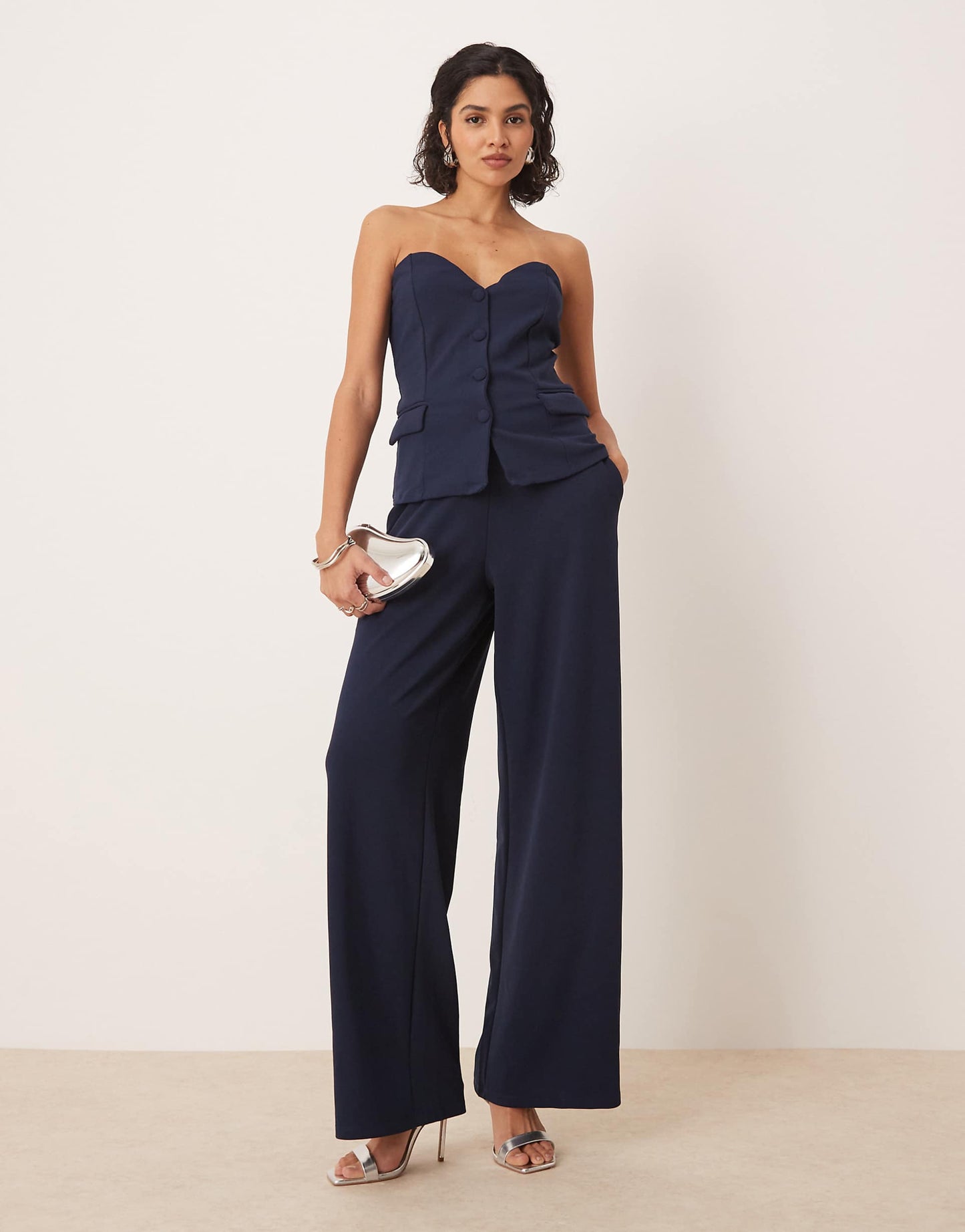 Jersey Stretch Tailored Bandeau And Trouser Co-Ord