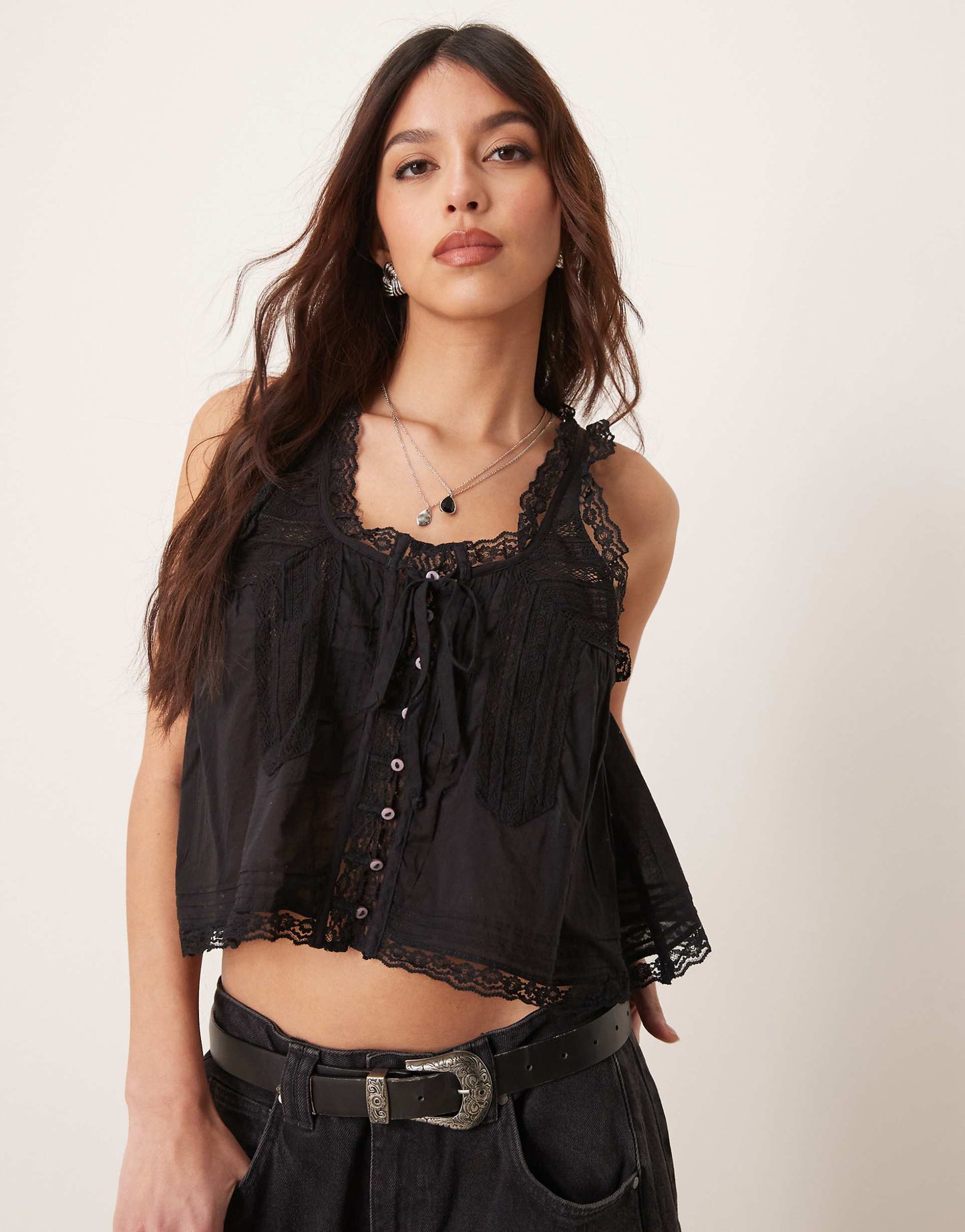 Evermore Lace Insert Boho Tank Top