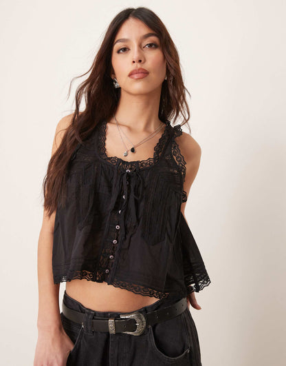 Evermore Lace Insert Boho Tank Top