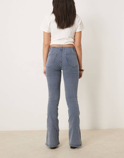 Level Up Pinstripe Flared Jeans