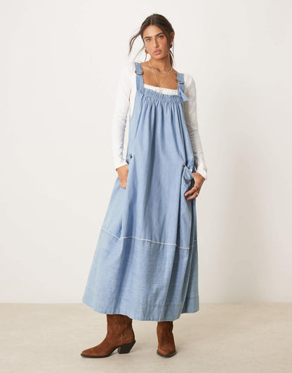 Oversized Denim Cami Midaxi Dress