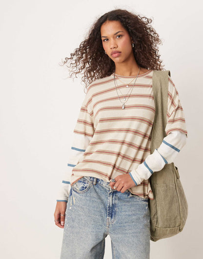 Striped Oversized Long Sleeve T-Shirt