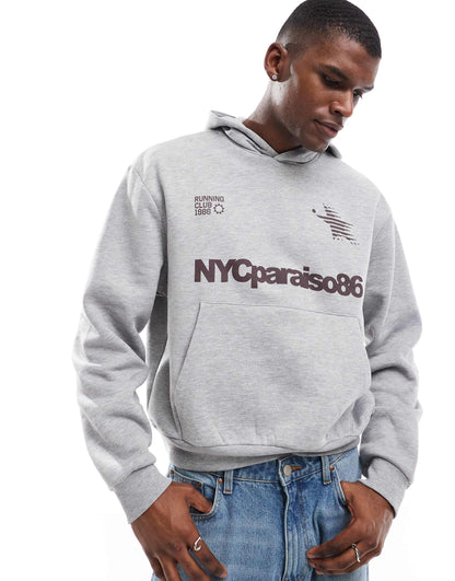 Boxy Oversized Hoodie With Sport Print