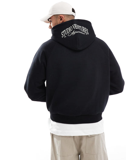 Boxy Oversized Hoodie With Printed Hood