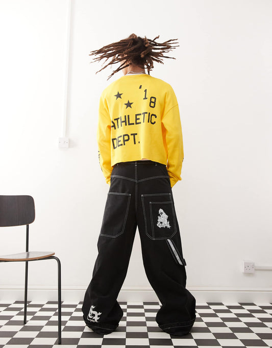 Boxy Long Sleeve Atheltic Football T-Shirt