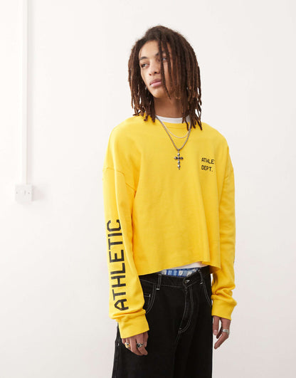 Boxy Long Sleeve Atheltic Football T-Shirt