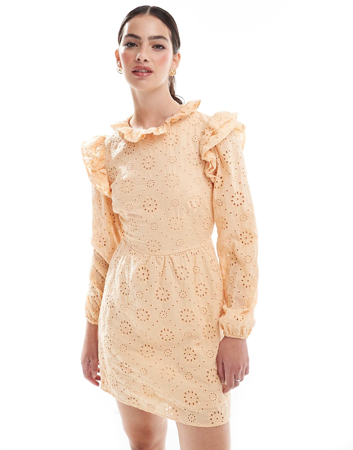 Crochet Puff Shoulder Mini Dress