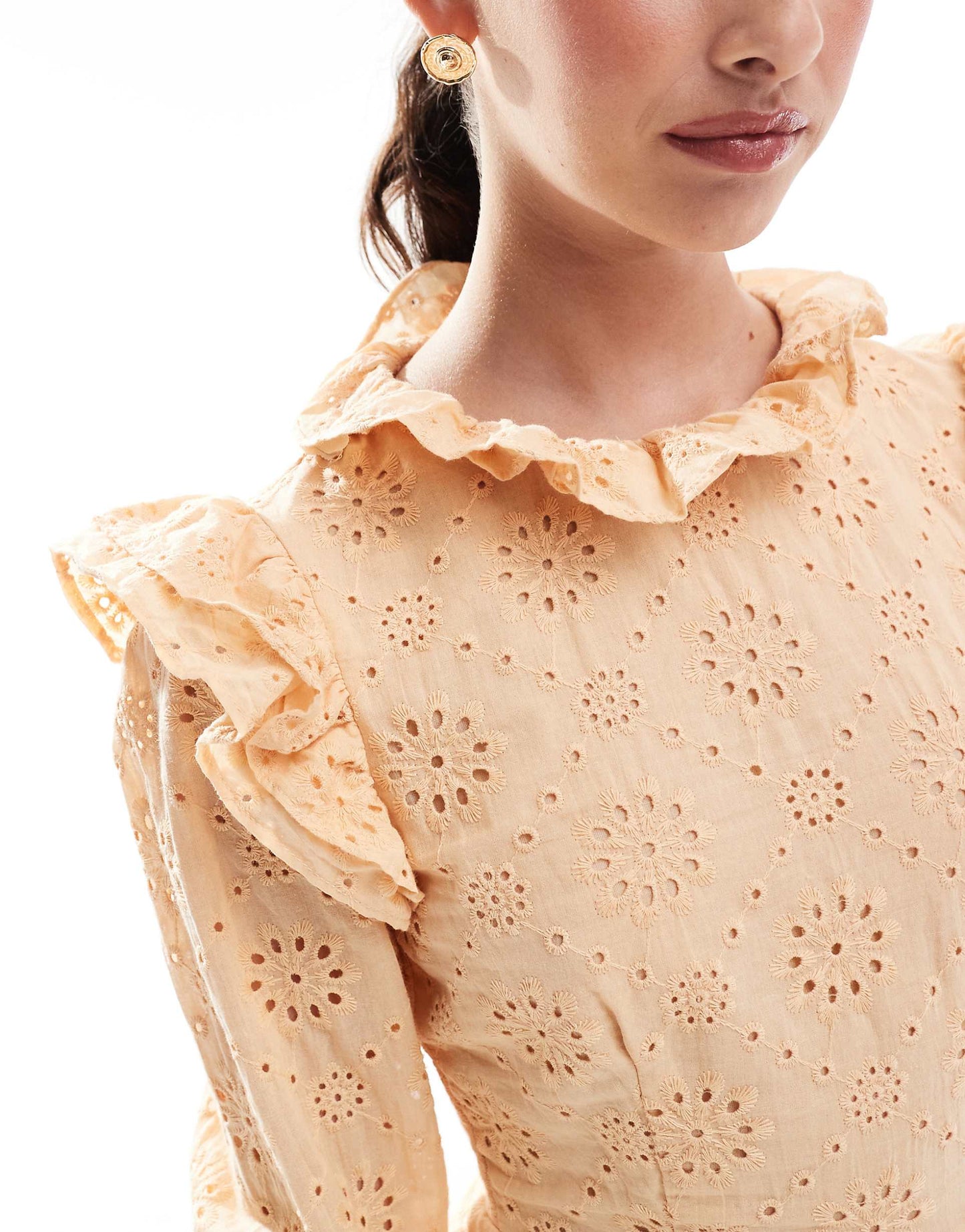 Crochet Puff Shoulder Mini Dress
