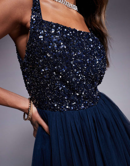 Embellished Strappy Bridesmaid Maxi Dress