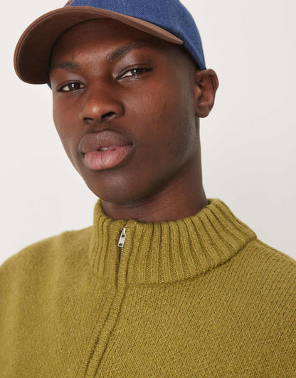 Super Oversized Boxy Fit Brushed Knitted Quarter Zip Jumper