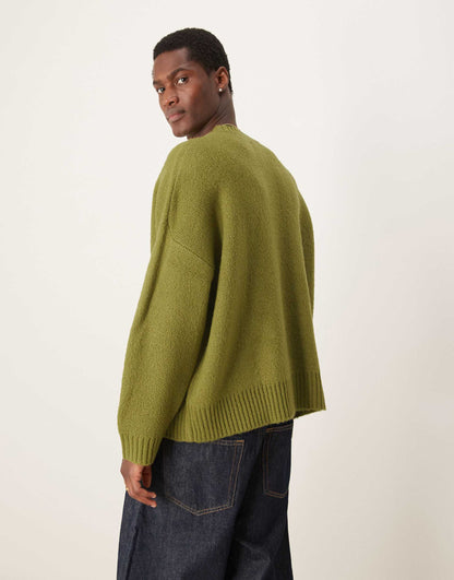 Super Oversized Boxy Fit Brushed Knitted Crew Neck Jumper