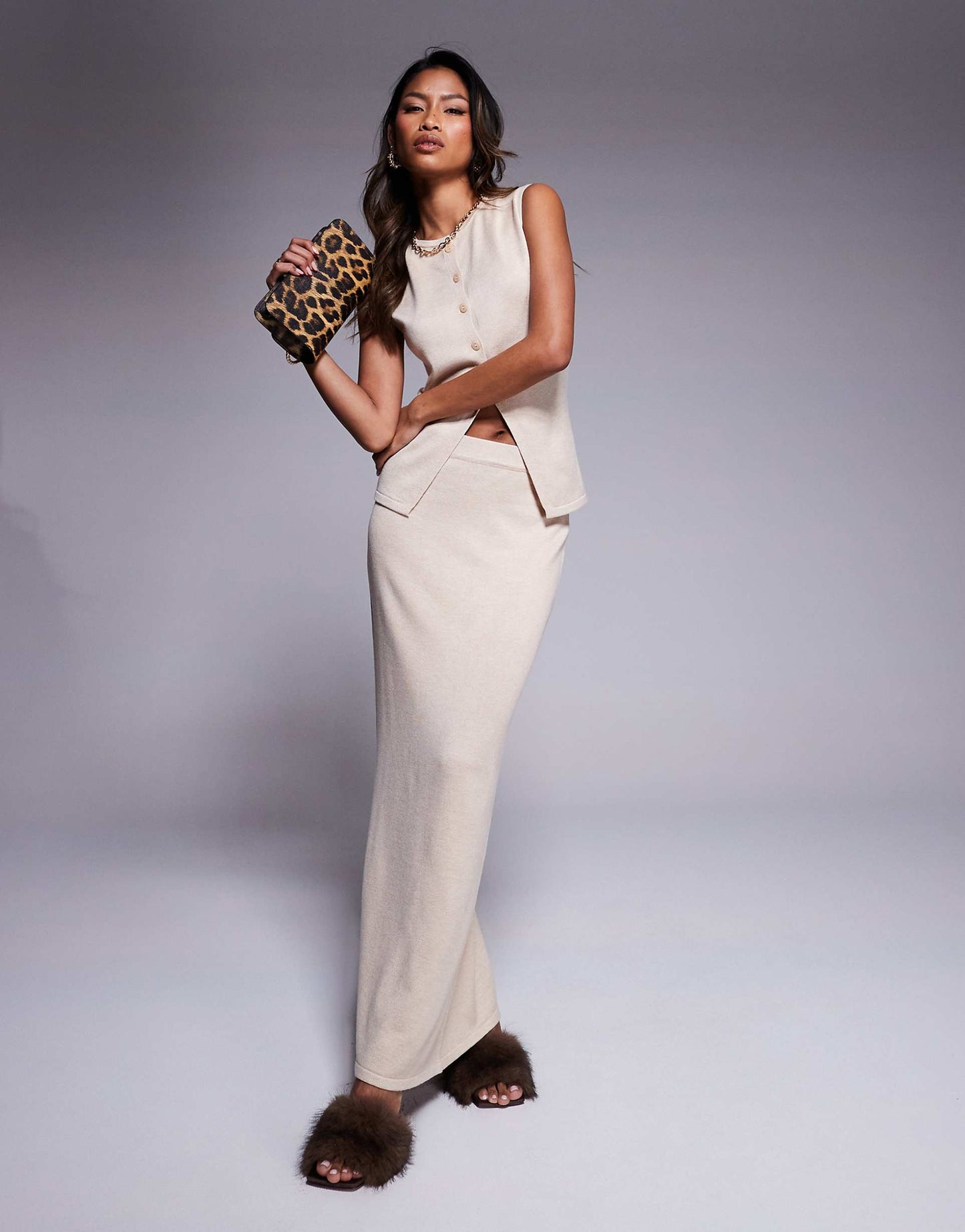 Fine Knit Column Maxi Skirt Co-Ord