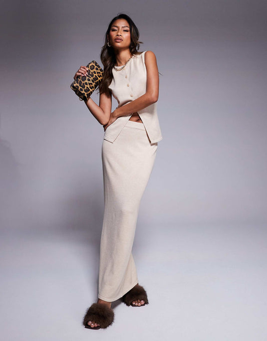 Fine Knit Column Maxi Skirt Co-Ord