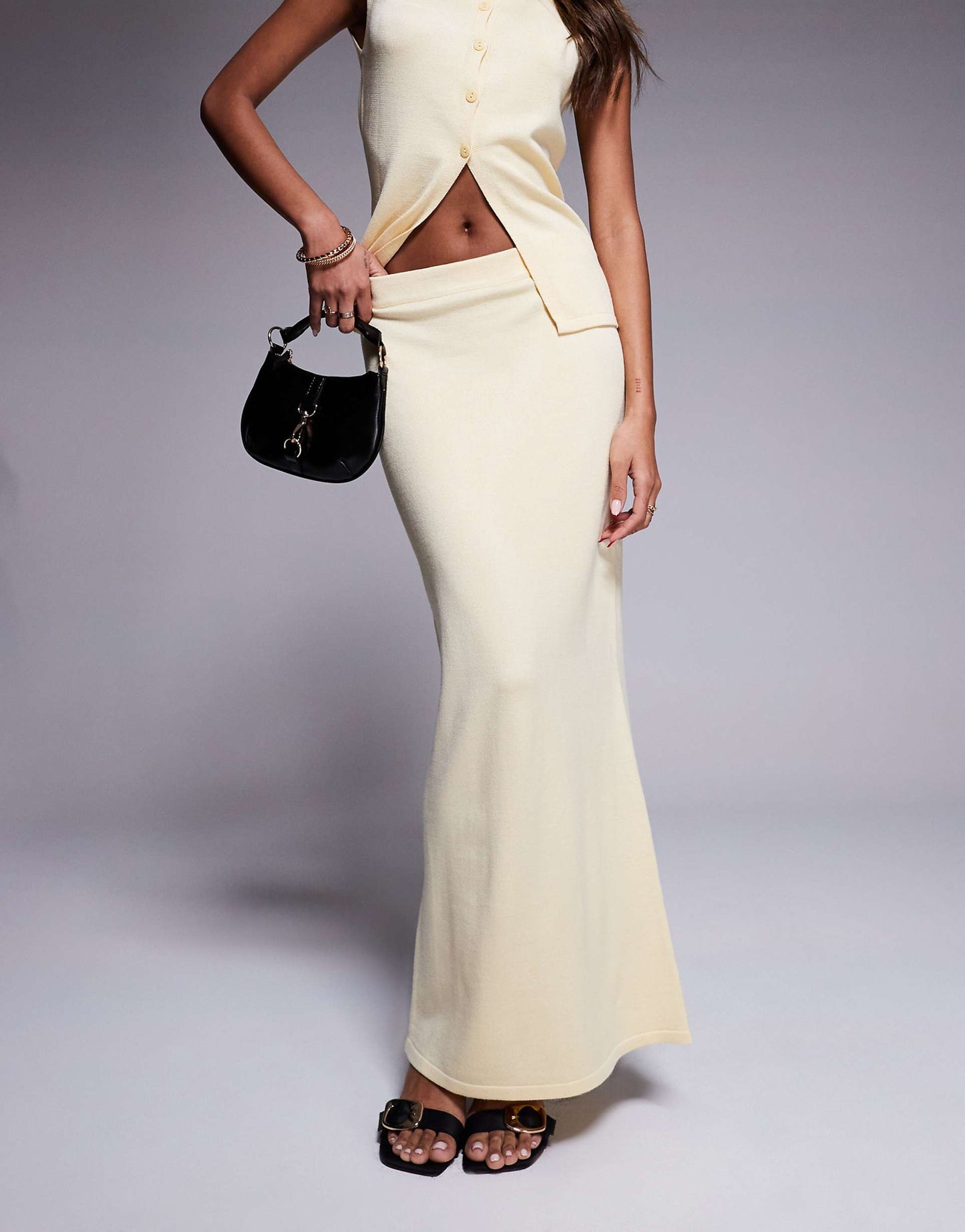 Exclusive Fine Knit Column Maxi Skirt Co-Ord