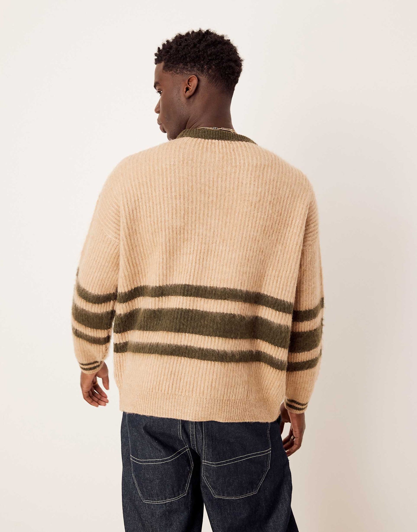 Oversized Boxy Fit Brushed Knitted Crew Neck Jumper