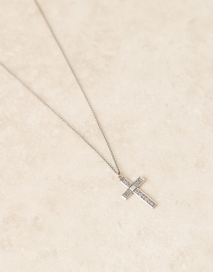 Sterling Silver Necklace With Textured Cross Pendant