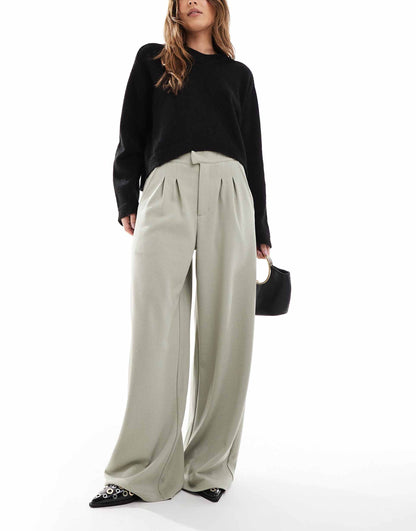 Jersey Twill Wide Leg Trouser