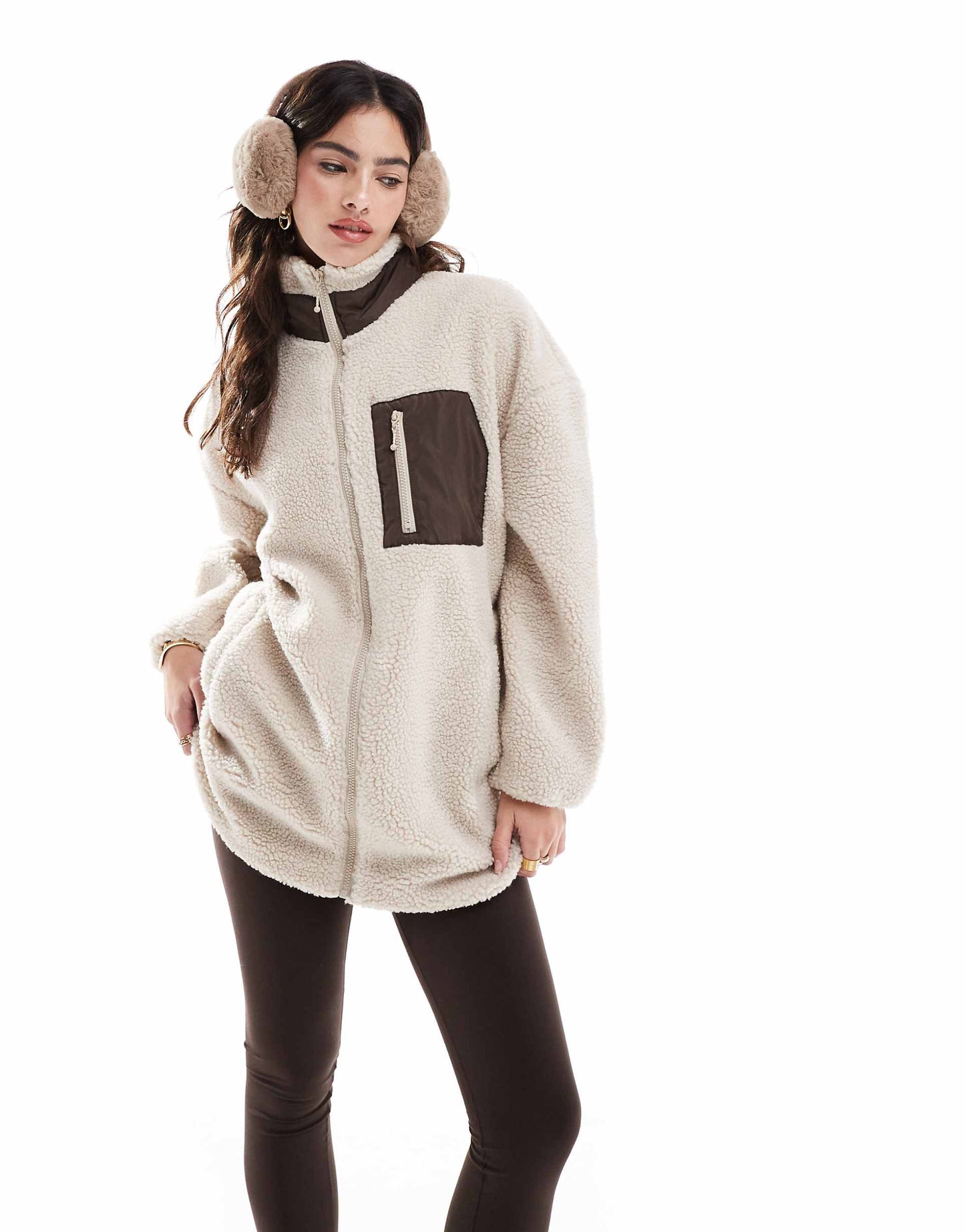 Roll Neck Teddy Fleece Jacket