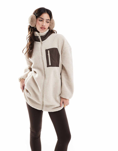 Roll Neck Teddy Fleece Jacket