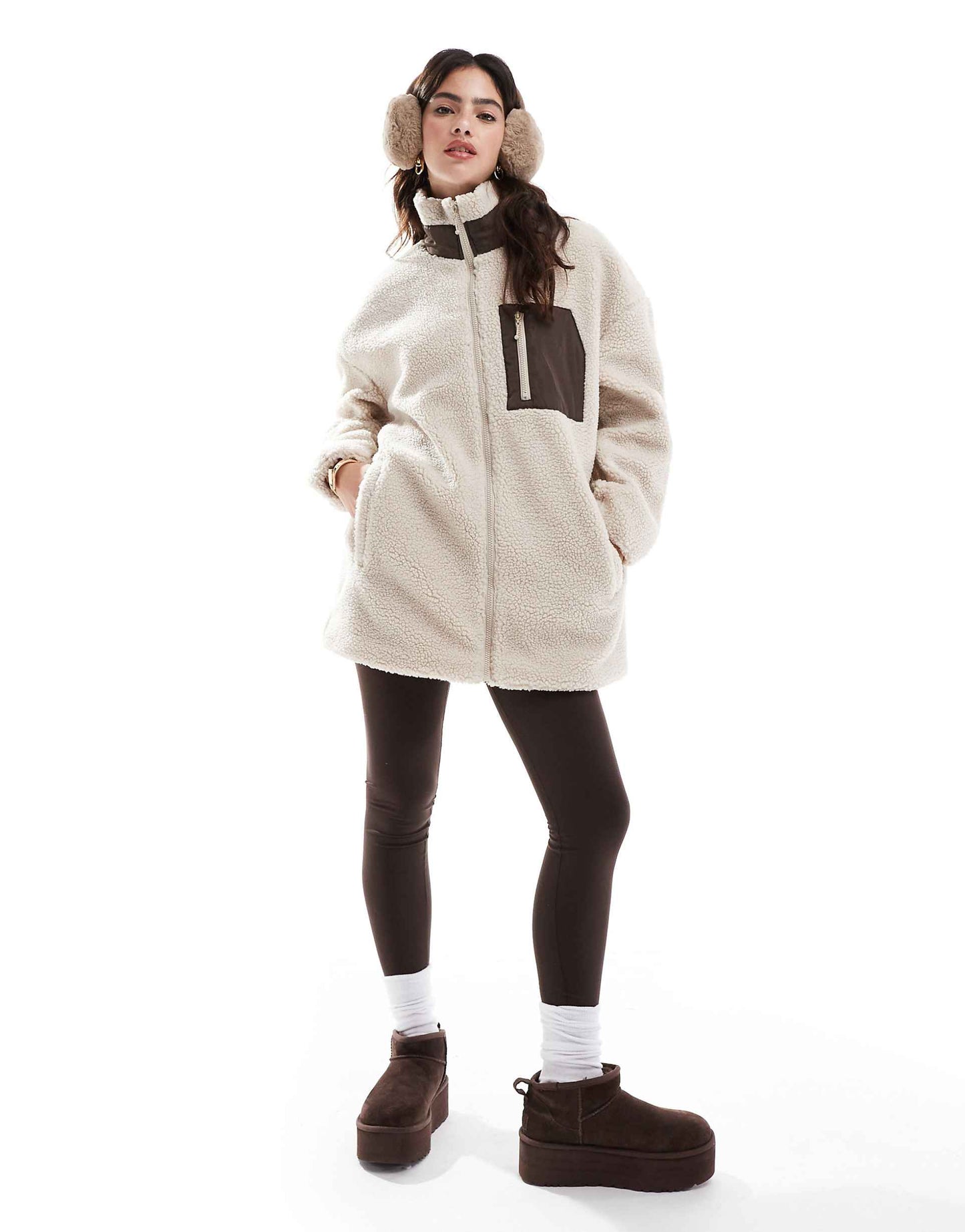 Roll Neck Teddy Fleece Jacket
