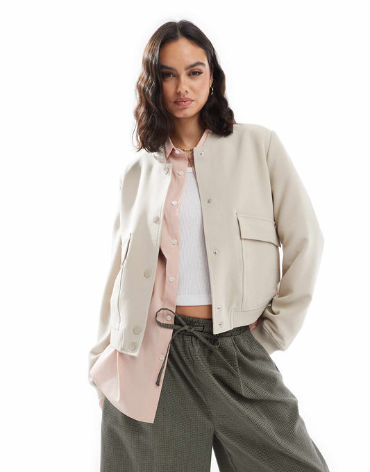 Tailored Bomber Jacket With Pockets