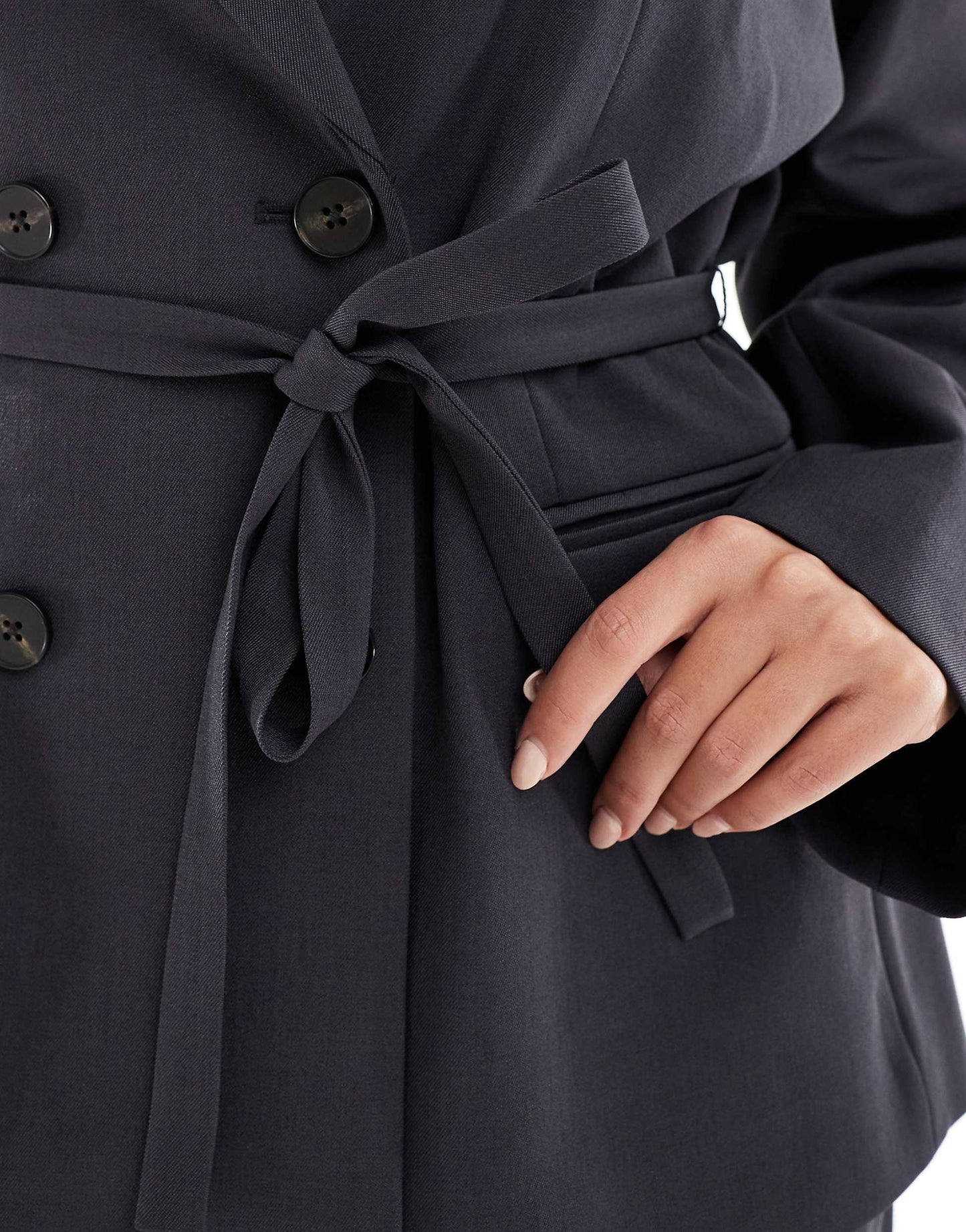 Curve Double Breasted Tie Waist Blazer Co-Ord