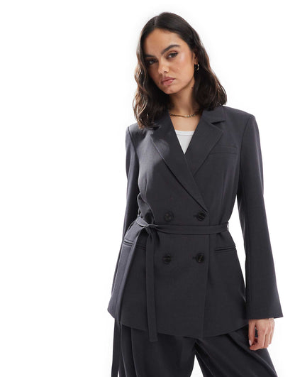 Double Breasted Tie Waist Blazer Co-Ord