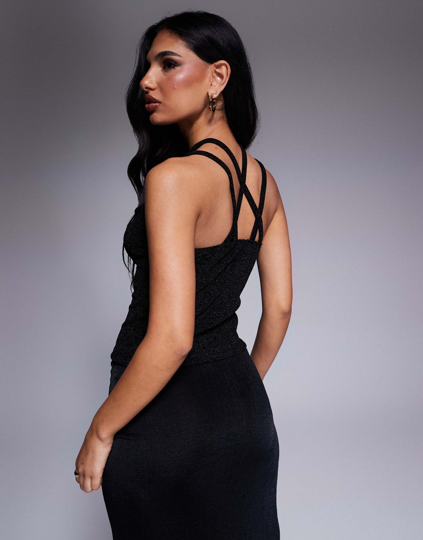 Glitter Foil Cut Out Cami Top