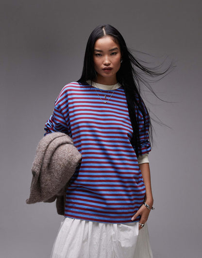 Stripe Slouchy Long Sleeve Crew