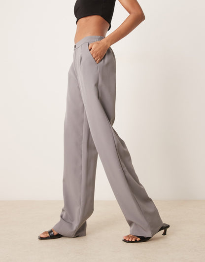 Tall Asymmetric Button Wide Leg Trousers