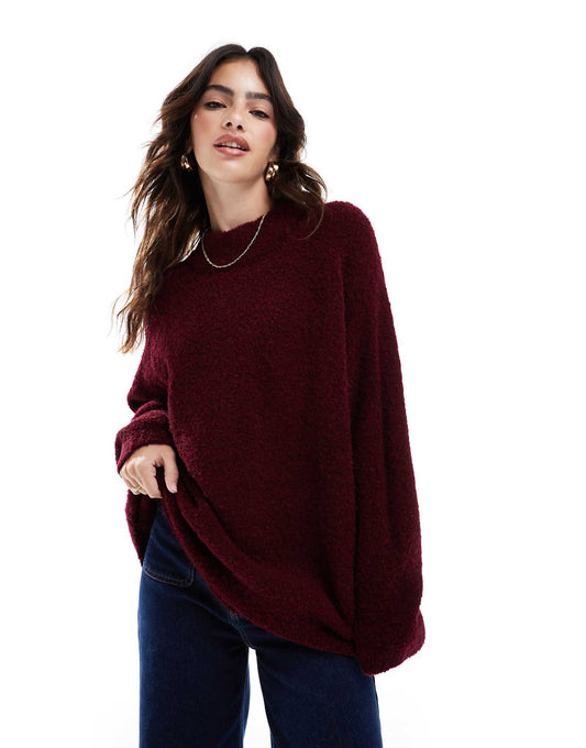 Crew Neck Oversized Boucle Jumper