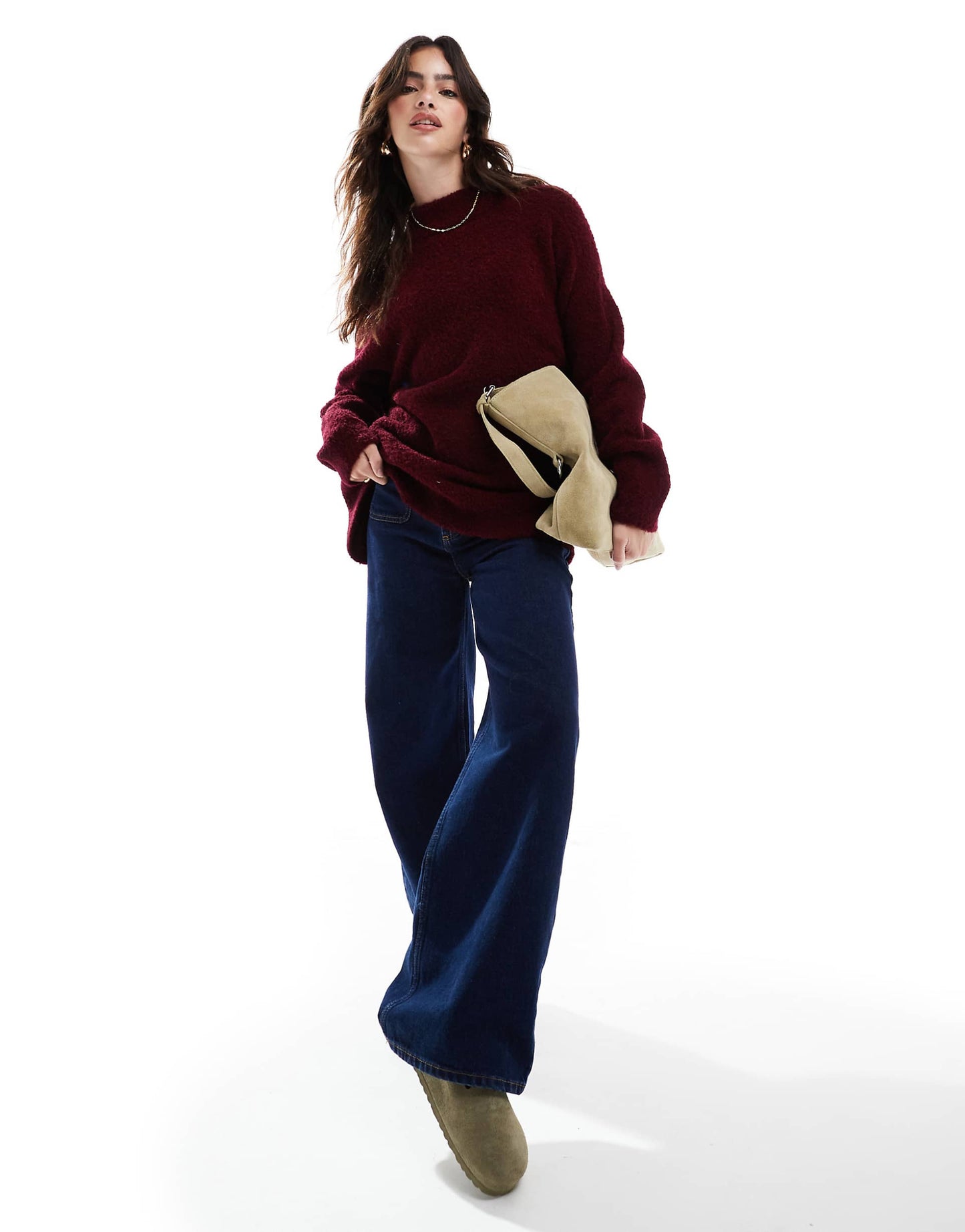Crew Neck Oversized Boucle Jumper