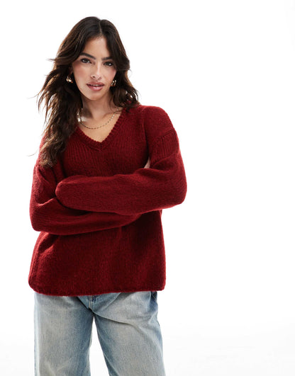 Knitted V Neck Jumper