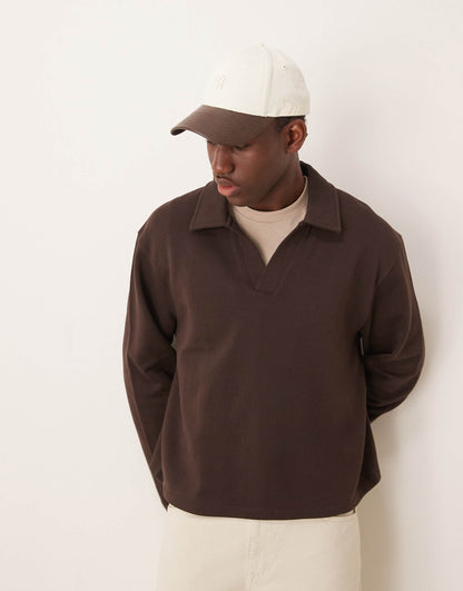 Boxy Oversized Smart Polo Sweatshirt